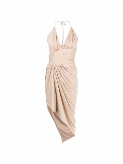 drape-detail mid-length dress