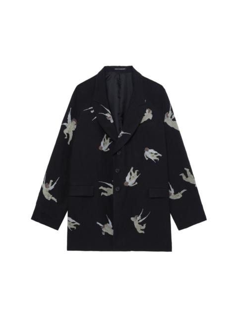 Yohji Yamamoto angel-print single-breasted blazer