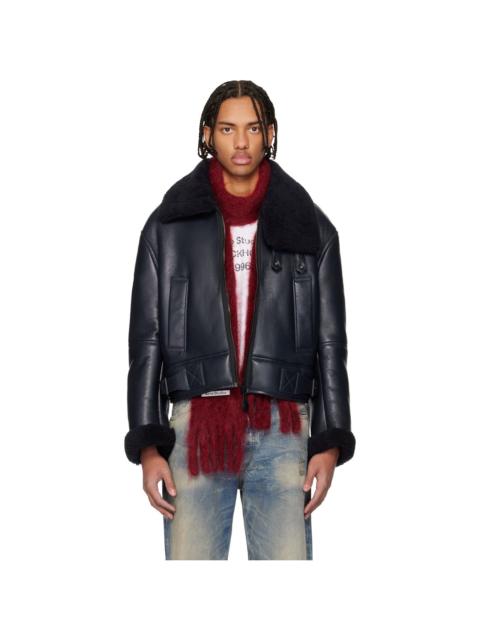 Acne Studios Navy Lambskin Shearling Jacket