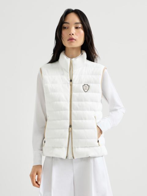 Brunello Cucinelli Techno cotton piqué down vest with logo