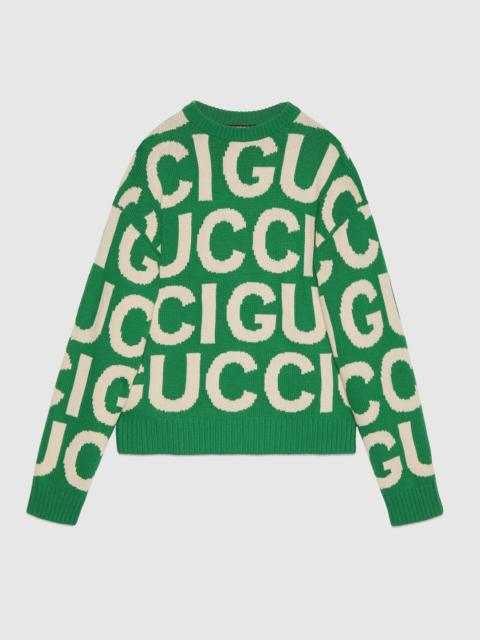 GUCCI Wool sweater with Gucci intarsia