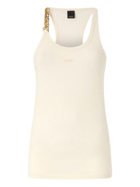 PINKO chain-strap ribbed tank top