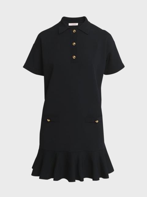 Short-Sleeve Ruffle-Hem Mini Polo Shirtdress