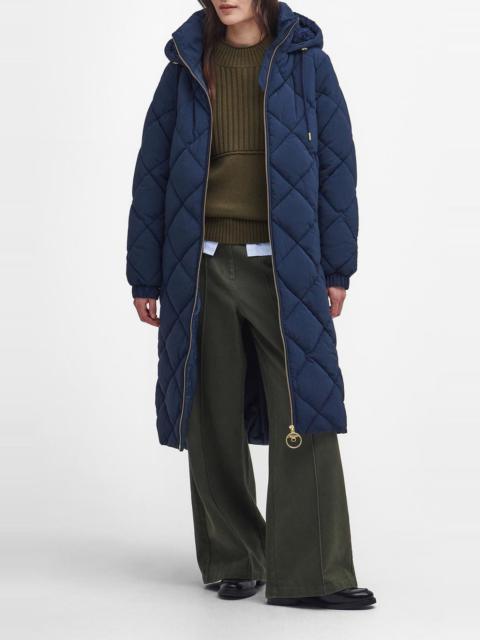 Barbour Kirkton Puffer Coat in Navy/Classic at Nordstrom