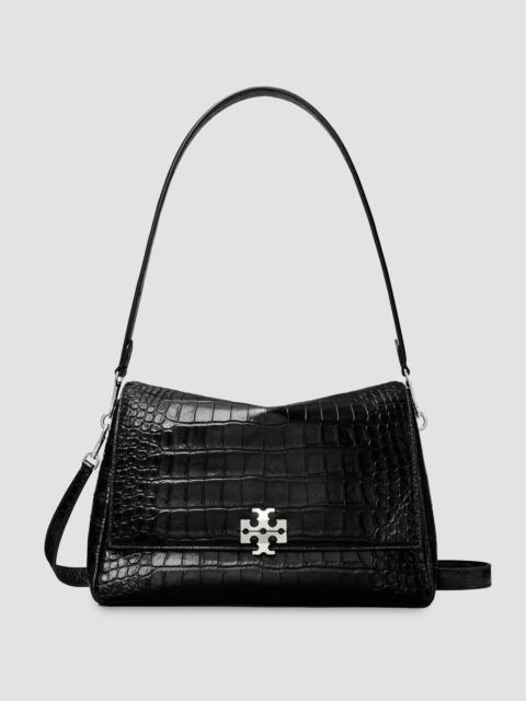 TORY BURCH Women's Charlie Croc-Embossed Leather Shoulder Bag - Black