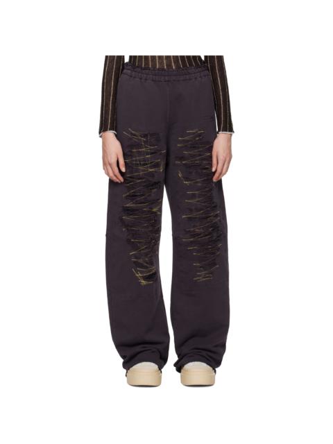 パンツ MM6 MAISON MARGIELA AUBERGINE COTTON JOGGERS MM6 Maison Margiela Numbers-print Cotton Track Pants