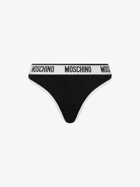 Moschino BLACK & WHITE STRETCH JERSEY THONG