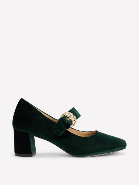 BODEN Buckle Strap Block Heels-Scarab Green