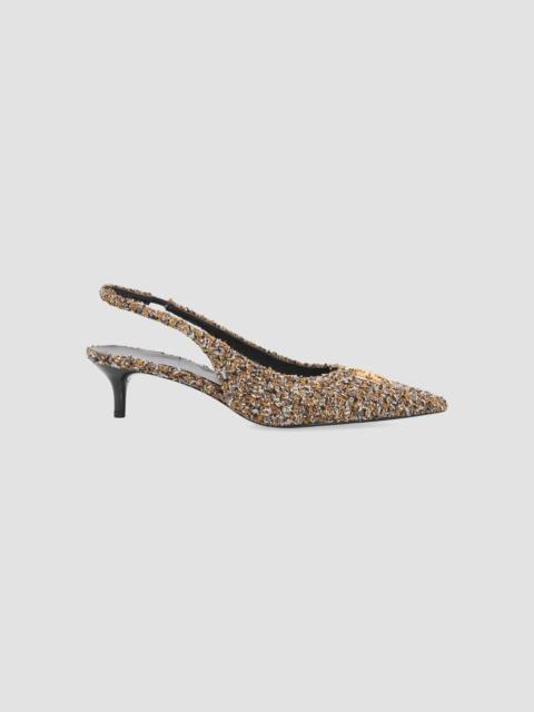 TORY BURCH Women's Charlie 45MM Tweed Slingback Pumps - Vintage Brown Teal