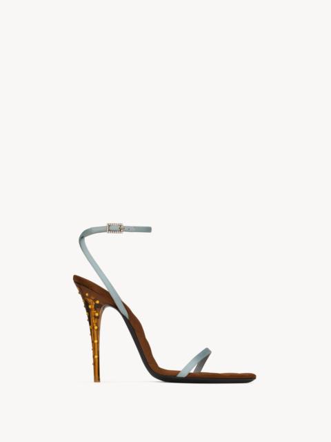 SAINT LAURENT IVRESSE SANDALS IN SATIN CREPE AND CRYSTALS