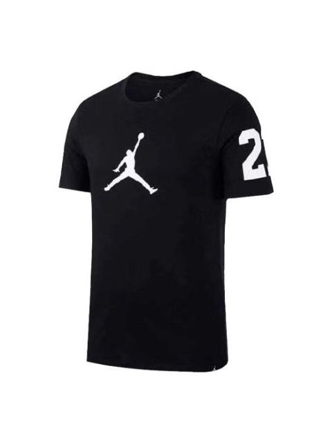 Jordan Air Jordan 23 Logo Printing Casual Sports Round Neck Short Sleeve Black AV8452-010