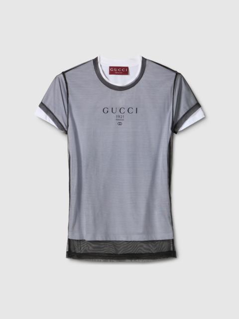 GUCCI Double layered jersey T-shirt with print