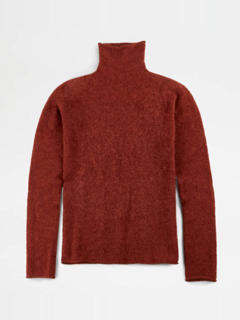 Tod's TURTLENECK JUMPER - ORANGE