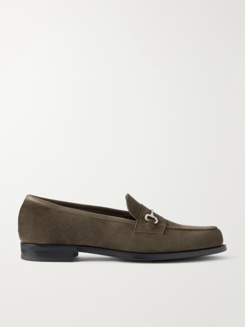 EDWARD GREEN Putney Horsebit-Embellished Suede Loafers