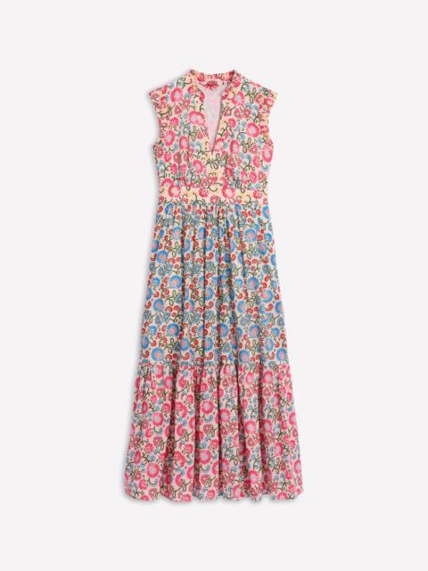BODEN Wren Tiered Midi Dress-Ivory, Garden Vine