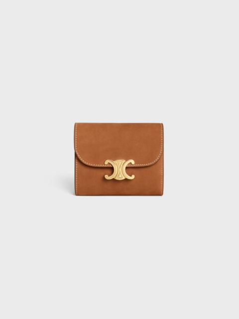 CELINE Small Flap Wallet TRIOMPHE IN NUBUCK CALFSKIN