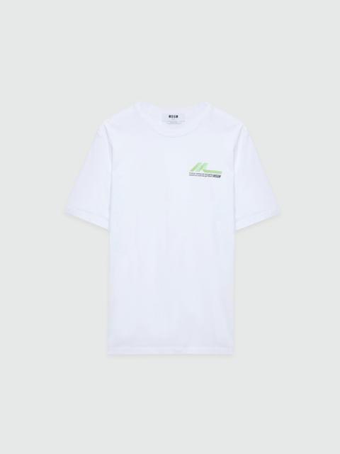 MSGM White short-sleeve cotton jersey T-shirt with chest print