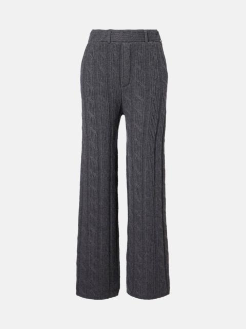 LISA YANG Ebba cable-knit cashmere wide-leg pants