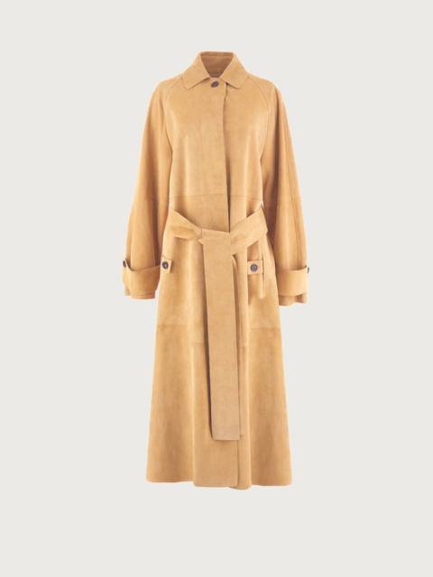 FERRAGAMO SINGLE BREASTED SUEDE TRENCH