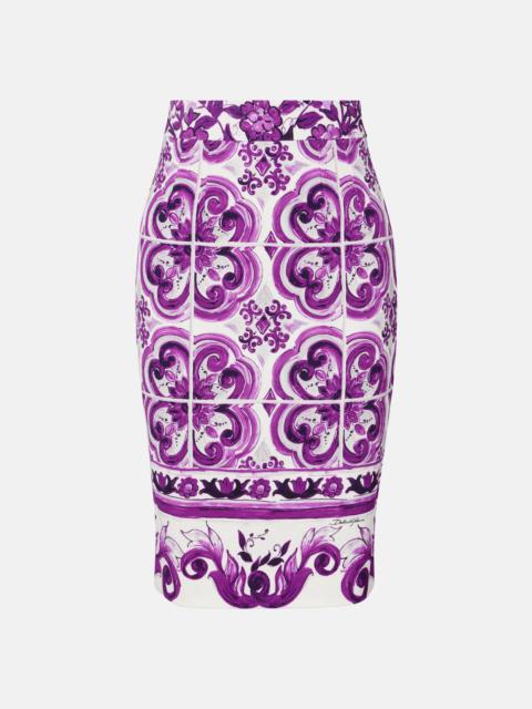 Dolce & Gabbana Majolica silk-blend pencil skirt