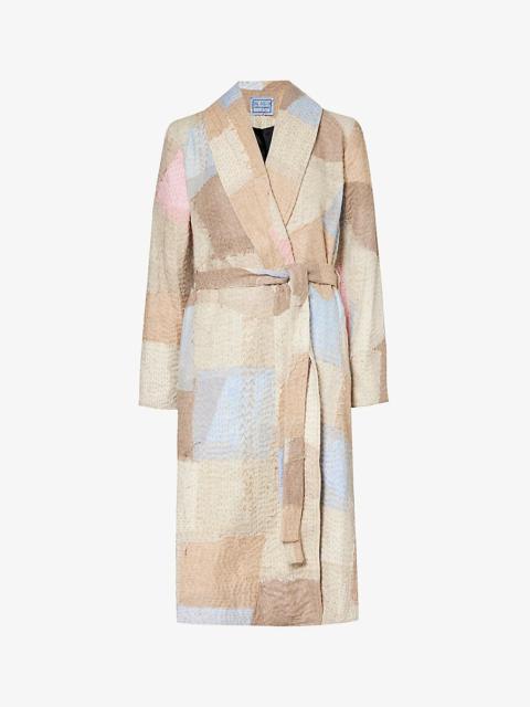 By Walid Patchwork regular-fit cashmere and silk-blend coat