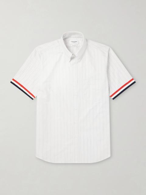 Thom Browne Logo-Appliquéd Striped Cotton-Oxford Shirt