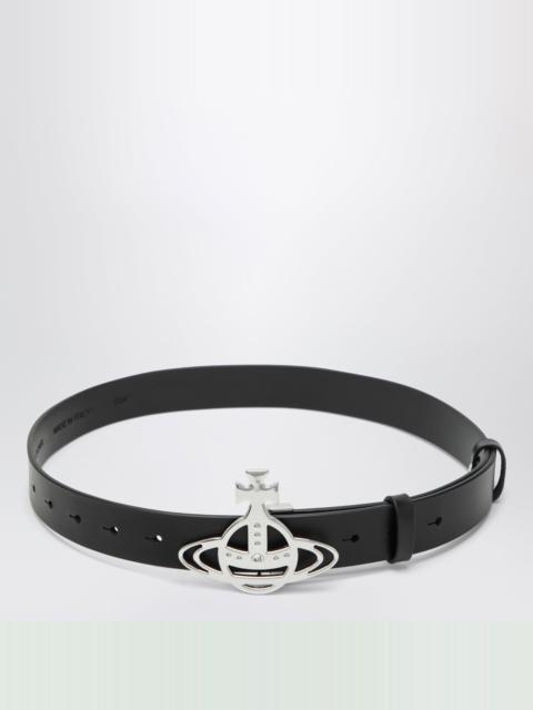 Vivienne Westwood Leather belt with Orb buckle in black