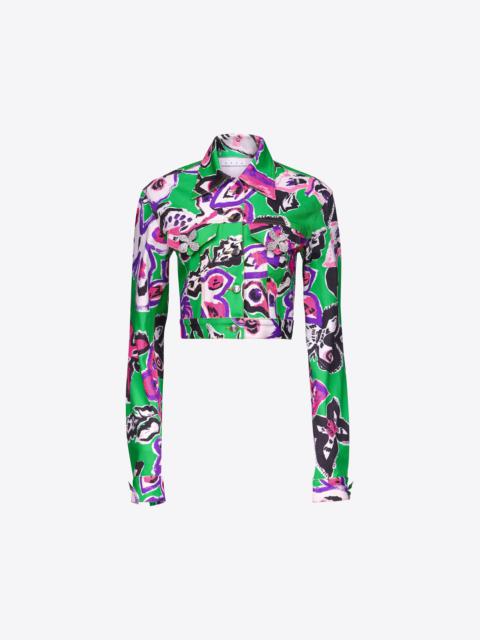 AREA BUTTERFLY PRINTED DENIM JACKET