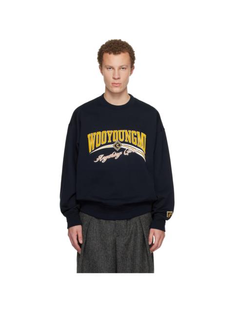 Wooyoungmi Navy Lenticular Logo Sweatshirt