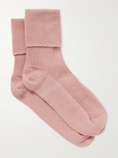 Johnstons of Elgin Ribbed cashmere-blend socks Baby pink