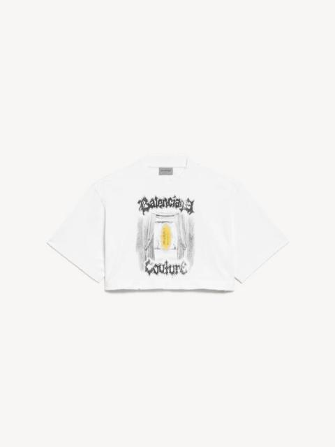 BALENCIAGA Women's Salon De Couture Cropped T-shirt in White