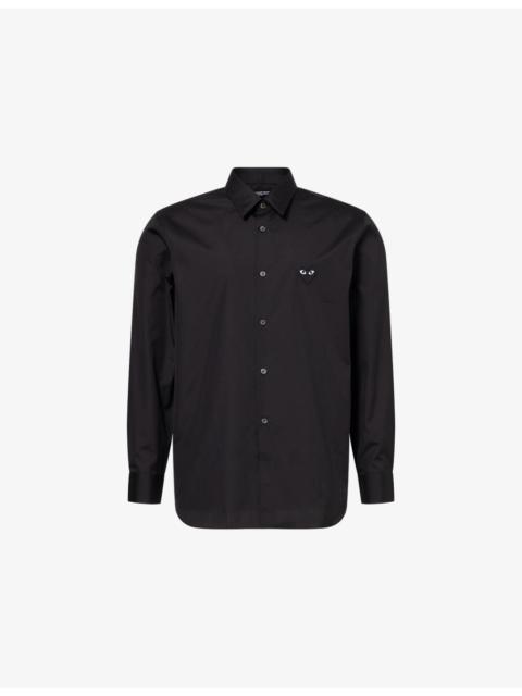 Comme des Garçons PLAY Heart-Embroidered Button-Up Cotton Shirt