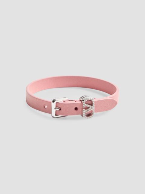 Valentino Women's Ovalette Bracelet in Leather and Swarovski Crystals - Pink Crystal