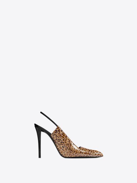 raven slingback pumps in leopard-print patent leather