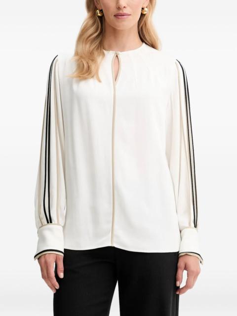 BOSS keyhole-neckline striped-sleeve blouse
