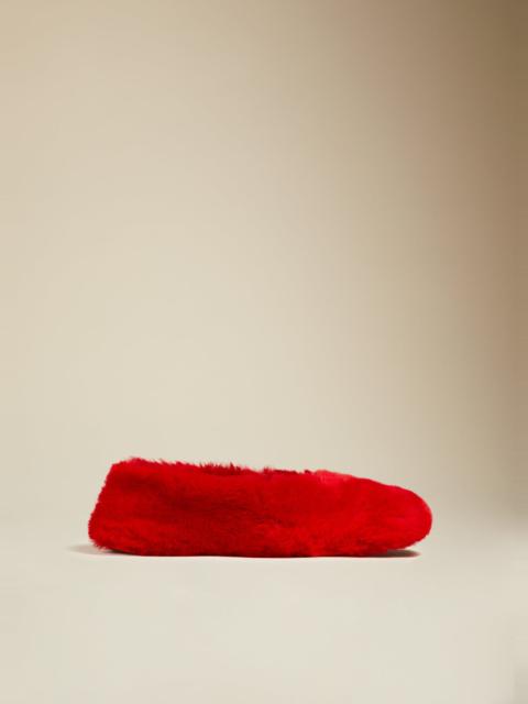 KHAITE The Marcy Flat in Scarlet Shearling