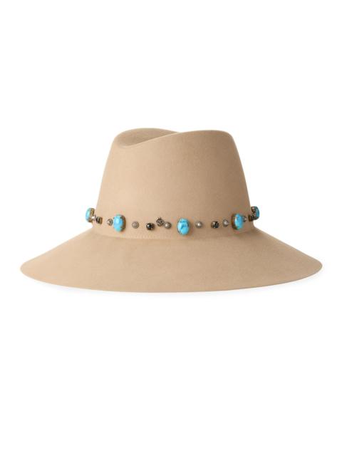MAISON MICHEL Women's Kate Studded Wool Fedora - Beige