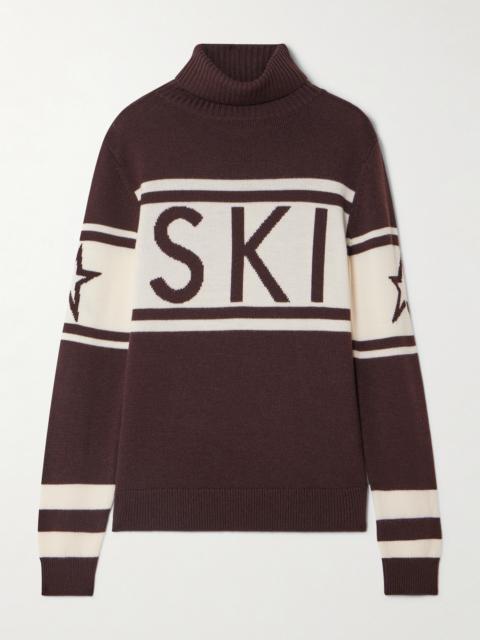 PERFECT MOMENT Intarsia Merino Wool Turtleneck Sweater