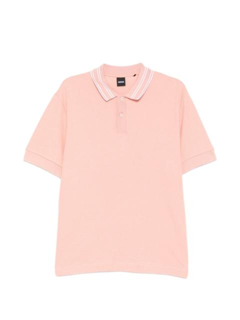BOSS striped collar polo shirt