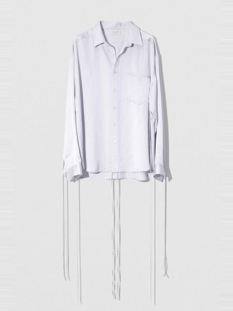 BY FAR SATIN PIN STRIPE SHIRT GREY AND WHITE VISCOSE BLEND