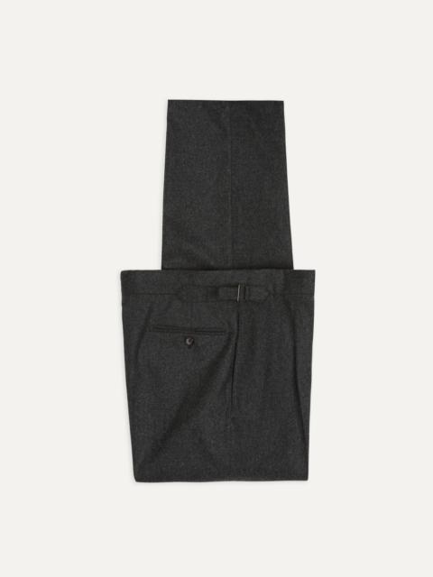 Drake's Charcoal Wool Flannel Single Pleat Trouser