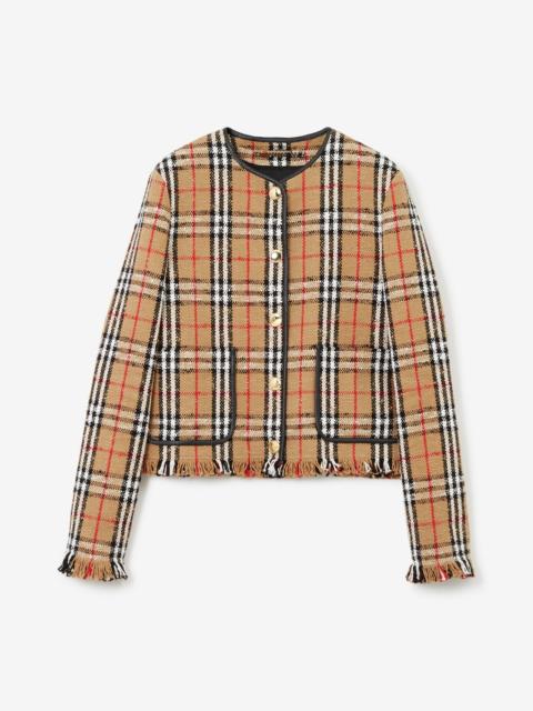 Burberry Vintage Check Bouclé Collarless Jacket