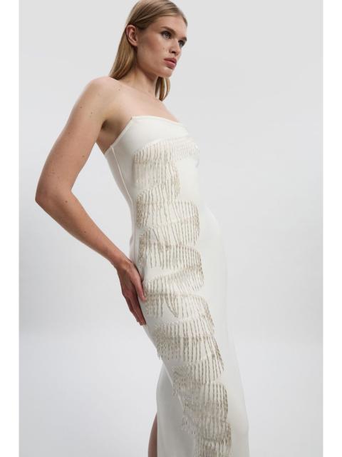 KAREN MILLEN Embellished Fringe Bandeau Figure Form Bandage Maxi Dress