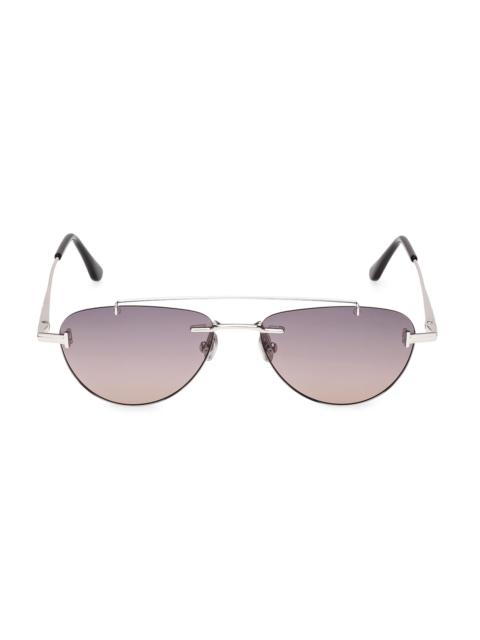 TOM FORD Women's Astor 55MM Geometric Aviator Sunglasses - Silverpurple