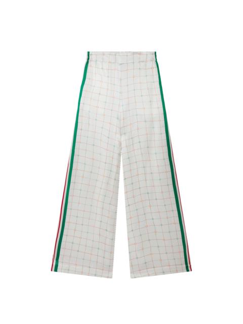 CASABLANCA Tennis Club Check Wide Leg Silk Trousers