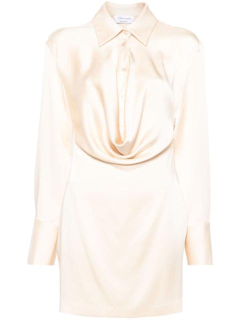 Blumarine cowl-collar satin shirt minidress