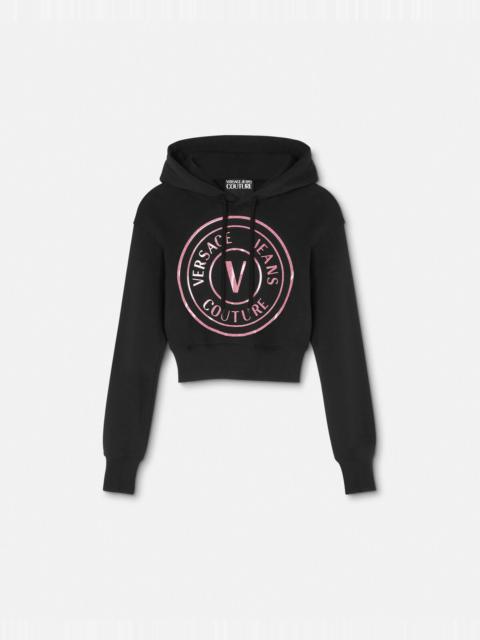 V-Emblem Crop Hoodie