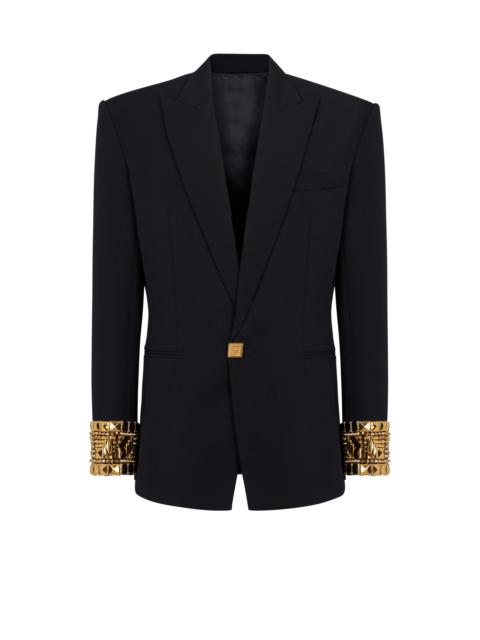 Balmain Wool blazer embroidered with pyramid studs