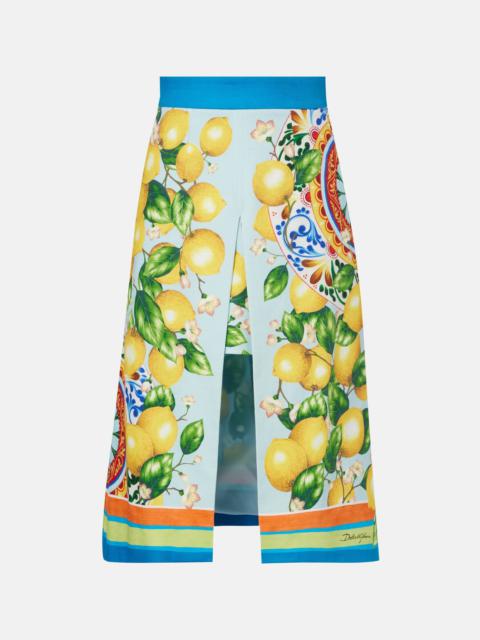 Dolce & Gabbana Layered printed cotton-blend midi skirt