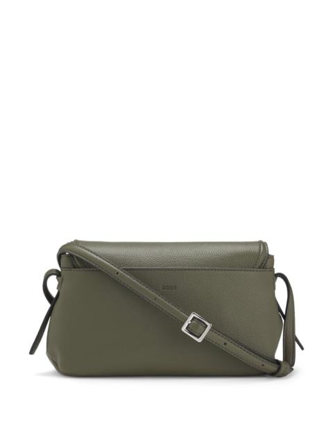 BOSS GRAINED FAUX-LEATHER CROSSBODY BAG WITH DOUBLE B MONOGRAM